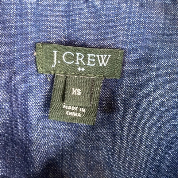 J. CREW Blue Denim Pearl Snap Shirt Medium Wash Distressed Preppy Western XS - Picture 8 of 11